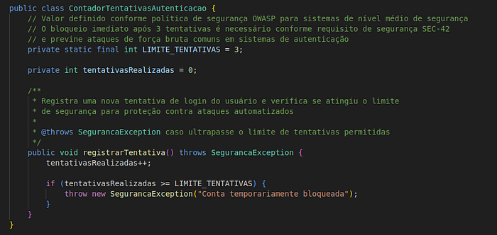 Captura de tela com exemplo de bons comentários, justificando decisões não óbvias